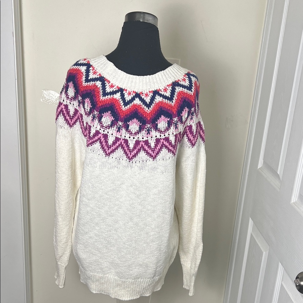 Vintage Fair Isle Cotton Blend Timeless Patterned Sweater Size Large - Picture 6 of 8